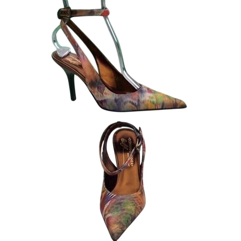 Donald Pliner Hand Painted Leather Shoe Pump New Exotic Ankle Strap $400 NIB 6.5